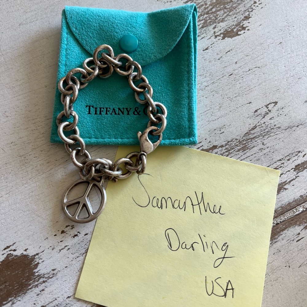 Tiffany and Co peace sign charm bracelet